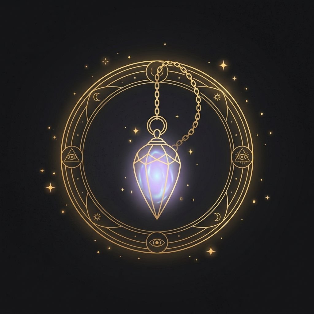 Icono de péndulo místico dorado utilizado para consultas energéticas y respuestas espirituales